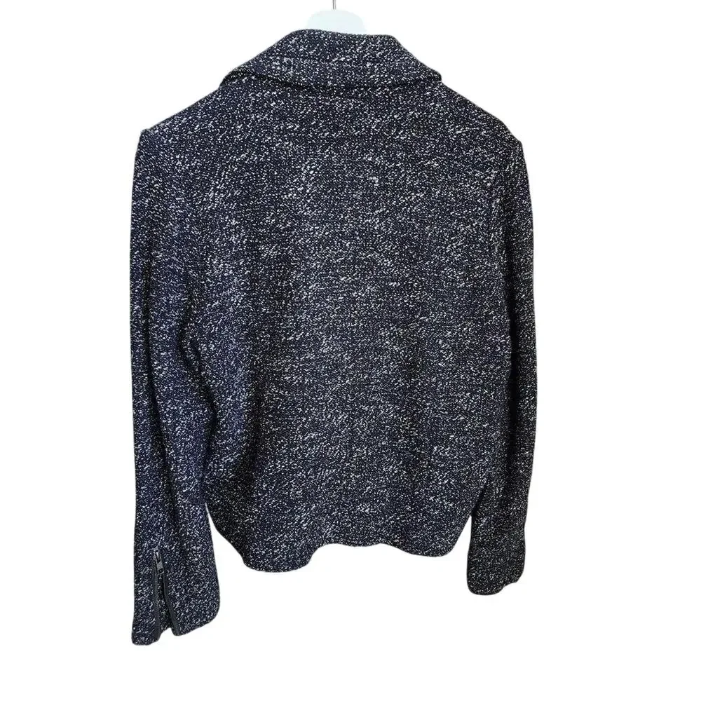 J.Crew Tweed Motorcycle Jacket Wool Blend Gray Black Size 12